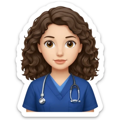 a brunette wavy hair vet woman with navy blue scrub

 sticker
