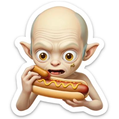 Gollum eating a hotdog sticker