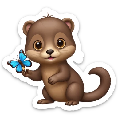 otter with butterflies and idea sticker