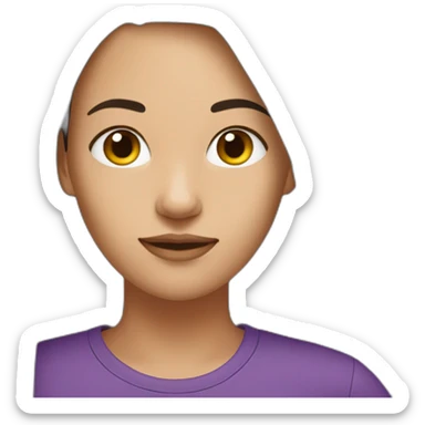 women,dark brown hair,using purple tshirt whith letters "4tech sticker