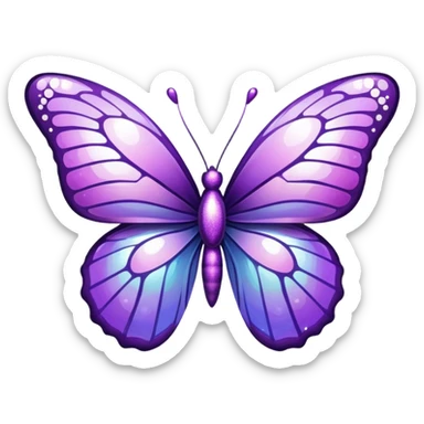 Glitter butterfly purple sticker