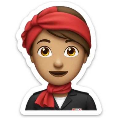 cabin crew in black shirt and red scarf sticker