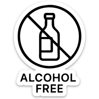 alcohol free icon, simple and clear, universal symbol, no alcohol bottle, clean lines, modern icon style sticker