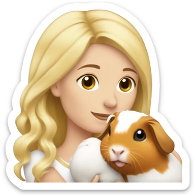Blonde Woman hugging a guineapig sticker