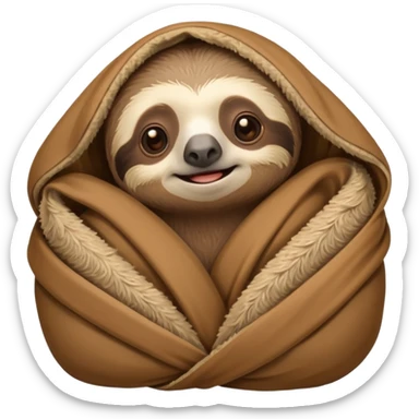 sloth in a blanket sticker