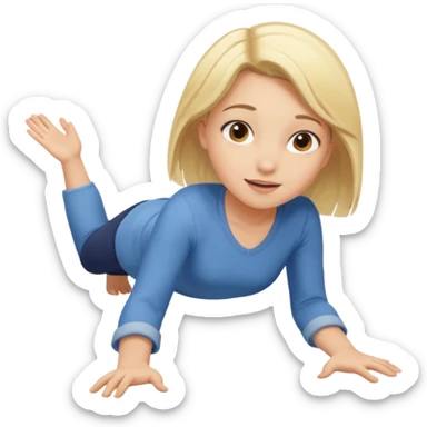 girl crawling forward, reaching out, friendly expression sticker