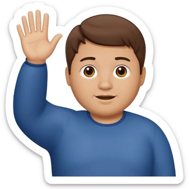 make a short brown hair guy who is chubby we can only see his head and he is waving sticker