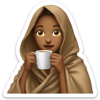 tan girl sipping coffee with blanket sticker