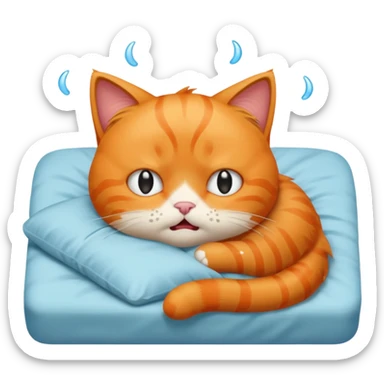 Orange cat crying in the bed sticker