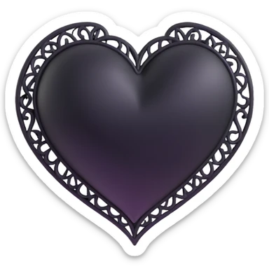 3D style black heart with a goth aesthetic, dark and glossy, subtle gothic details sticker