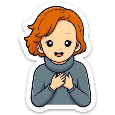 Ginger girl with hands around her neck sticker