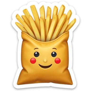 arrow showing fries being put into bag sticker