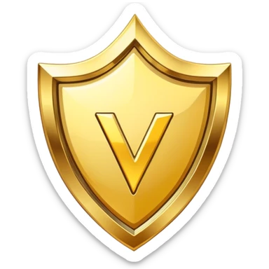 'V' badge that  have a golden border with 6 walls sticker