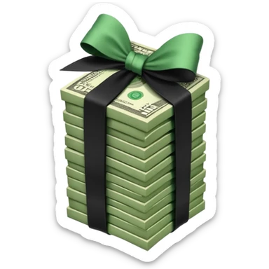 stack of money with black ribbon sticker