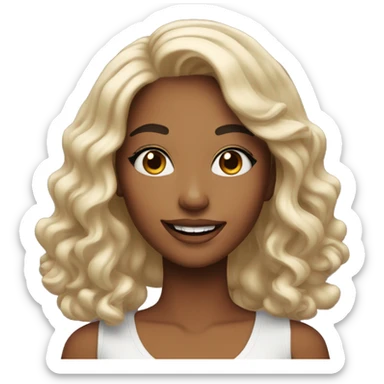 beautiful Girl with makeup and nice hair smiling sticker