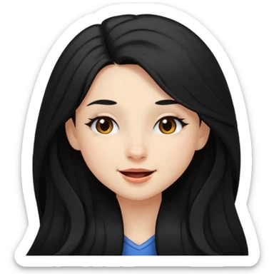 black long hair girl, winking sticker