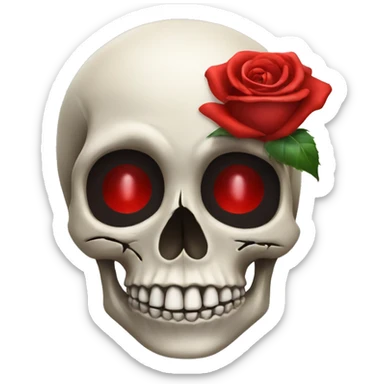Skull with a red  rose sticker