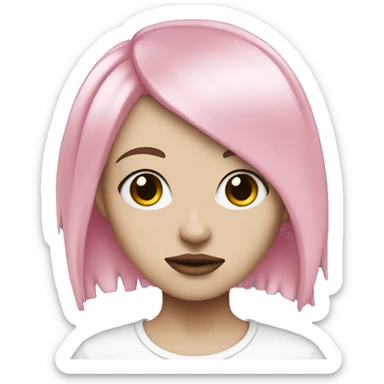 Hyperreal white emo girl with pink and black hair sticker