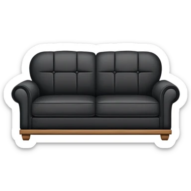 Minimalistic flat vector icon, iOS style, thin black contour on white background. Old sofa divided into two halves: one side worn out and shabby, the other side new and modern. Clean, no text, no shadows. sticker