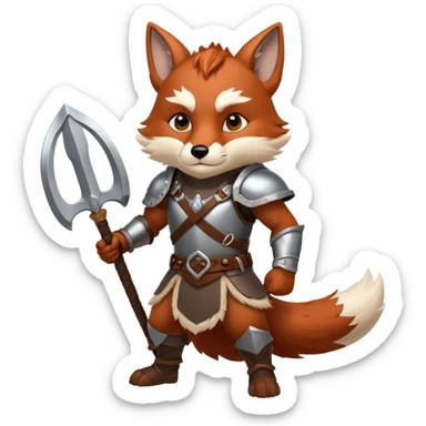 valorous Viking fox in Valhalla, detailed armor, heroic pose, glowing sky sticker