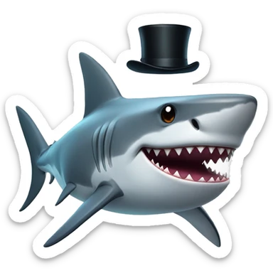 Shark with a top hat sticker