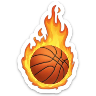 Basketball on fire sticker