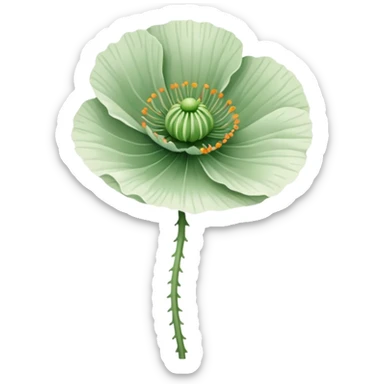 Poppy Plant with  white outline sticker