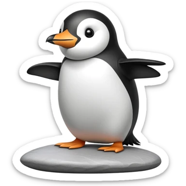 Penguin tripping over the stone sticker