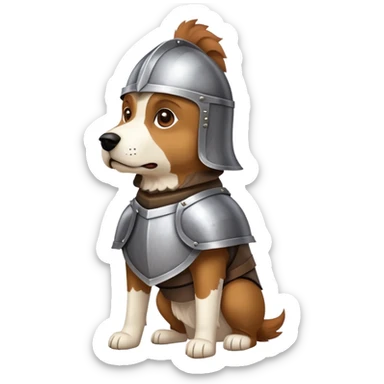 Dog wearing a knight’s helmet  sticker