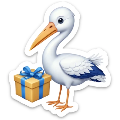 cigogne avec cadeau sticker