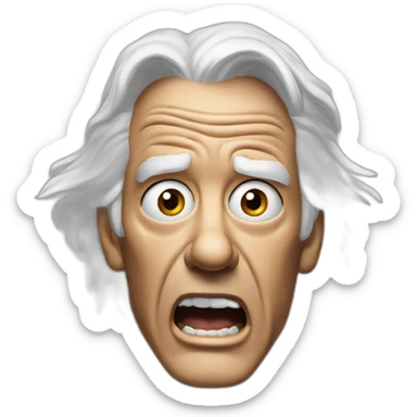Doc brown from back to the future looking shocked and his mouth wide open. No eye-ware. sticker