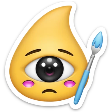 kawaii pincel con ojos sticker