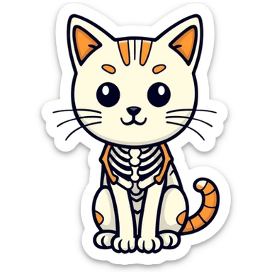 Cat turned to skeleton  sticker