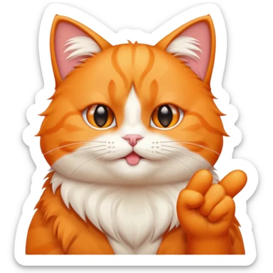 sassy orange cat, middle finger gesture, simple emoji style sticker