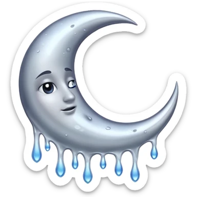 Mealting waning crescent moon sticker
