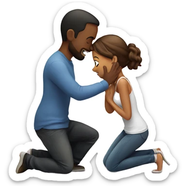 Man proposing on his knees to his girlfriend  sticker
