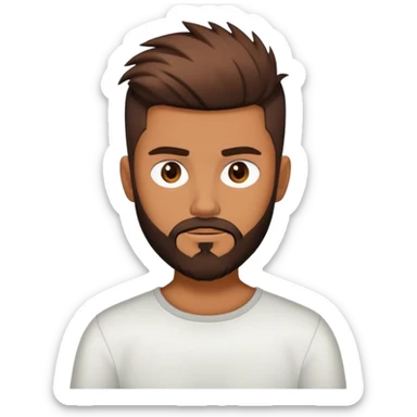 Trendy haircut boy beard edgy brown hair sticker