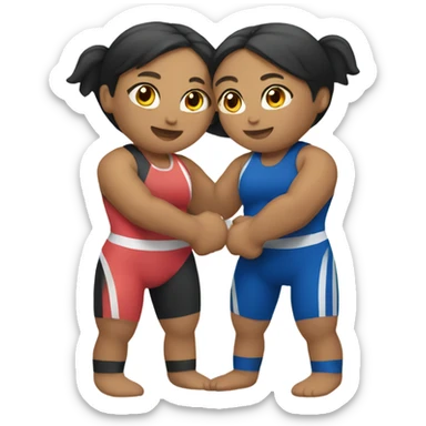 Two girls doing folkstyle wrestling sticker