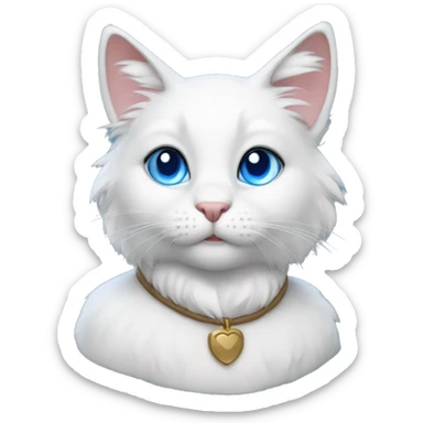 Furry anthro whie cat blue eyes sticker