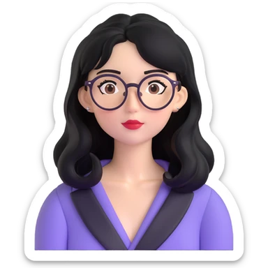 Upper body of Ariel, the Little Mermaid, with black hair and thin round Miu Miu glasses sticker