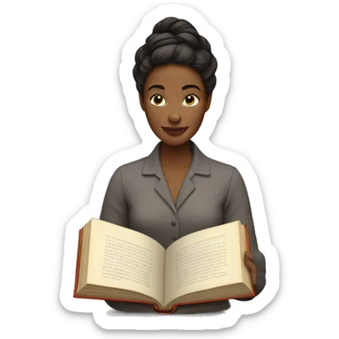 femme agée qui lit un livre sticker