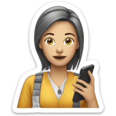 Femme qui utilise son téléphone en cours sticker