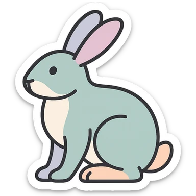 rabbit, symbol of the year in feng shui, Chinese eastern style, thin clean contours, soft rounded shapes, pastel palette #98B5BC, #B5B3C1, #C9A3C9, #E4C0CA, #F7DCD1, #F7C0AA, detailed shadows and highlights, soft lighting, transparent background, less cute, no decorative elements sticker