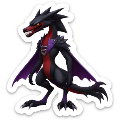Black and purple and red edgy punk nargacuga-sergal full body sticker