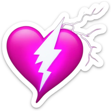 magenta heart lightning bolt sticker