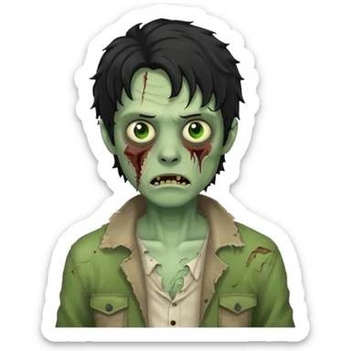 Zombie cabelo liso ondulado preto masculino  sticker