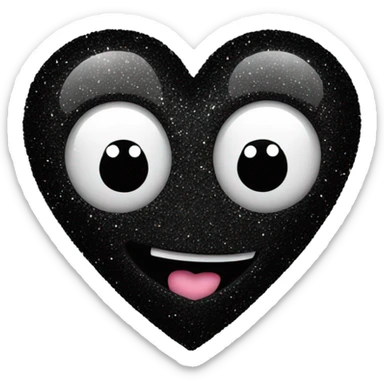 black sparkly heart sticker
