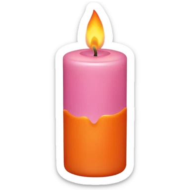 Draw a pink, Pixar-style candle with a flame. The candle should be visible from the front and top. sticker