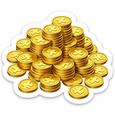 lots of coins, chinese sticker