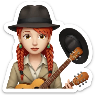 female red haired Musician with dreadlocks and fedora sticker
